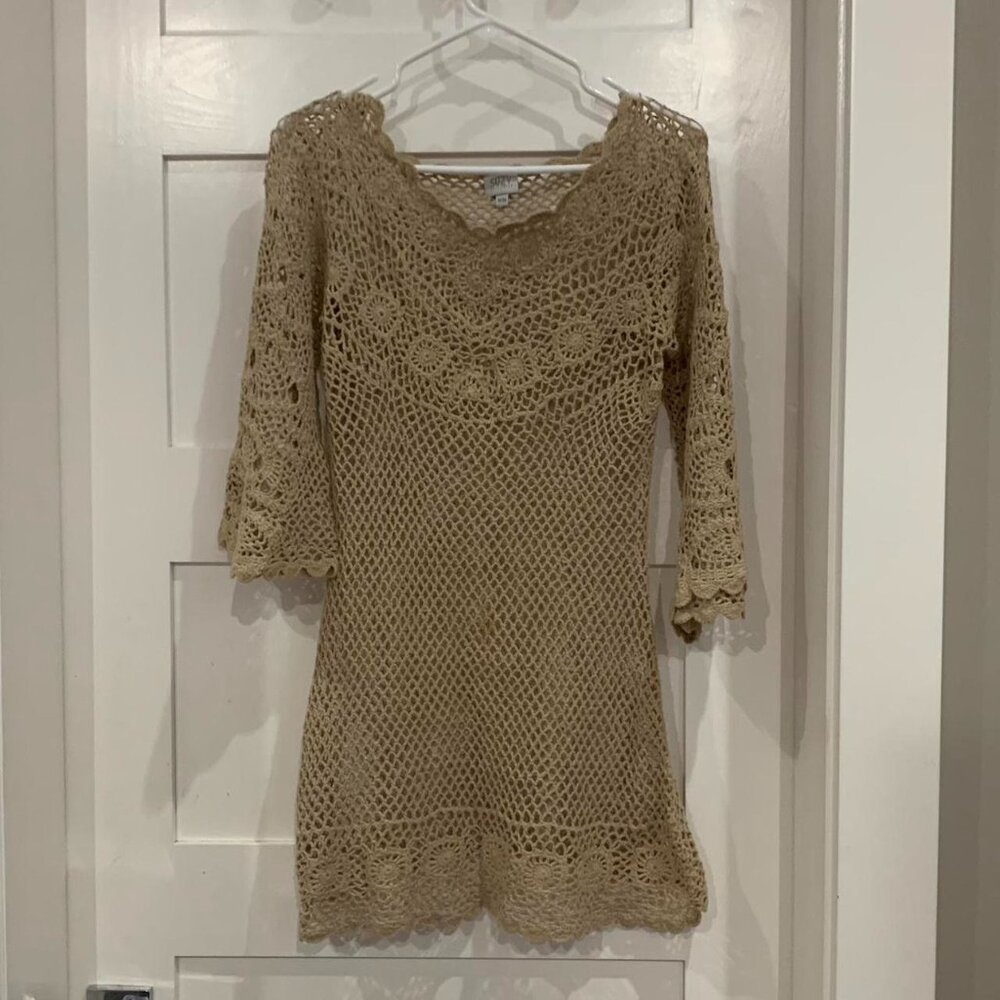 crochet style cover up dress vintage